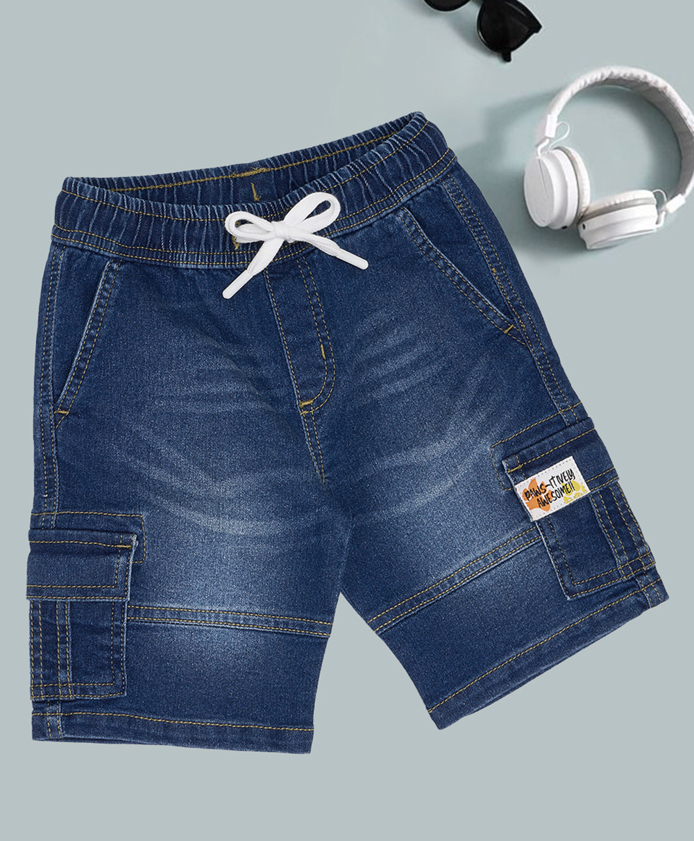 Pantaloons Junior Cotton Woven Mild Washed Shorts - Blue-picture-36