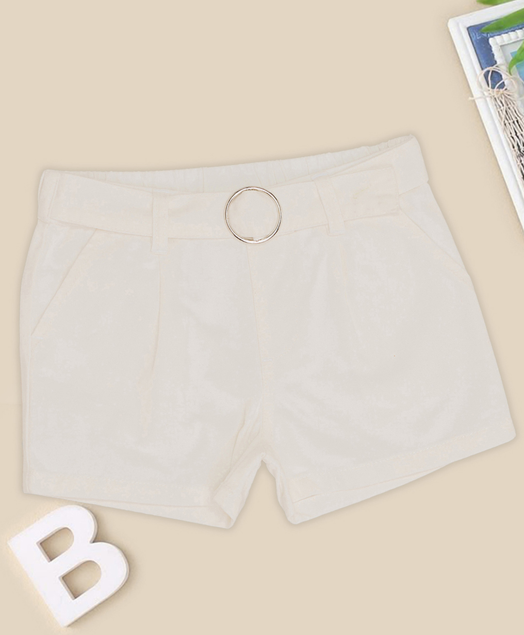 Pantaloons Junior Lyocell Woven Solid Shorts - Off White-picture-23