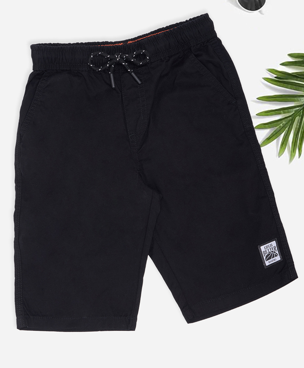 Pantaloons Junior Cotton Woven Solid Shorts - Black-picture-32