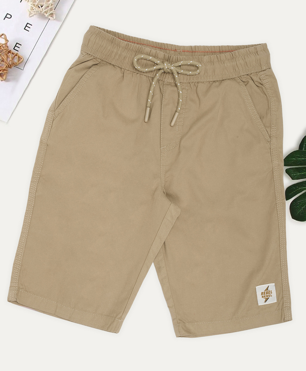 Pantaloons Junior Cotton Woven Solid Shorts - Khaki-picture-40