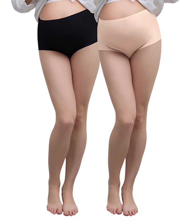 MomToBe Knit Pack of 2 Solid Panties - Black & Skin Tone-image-7