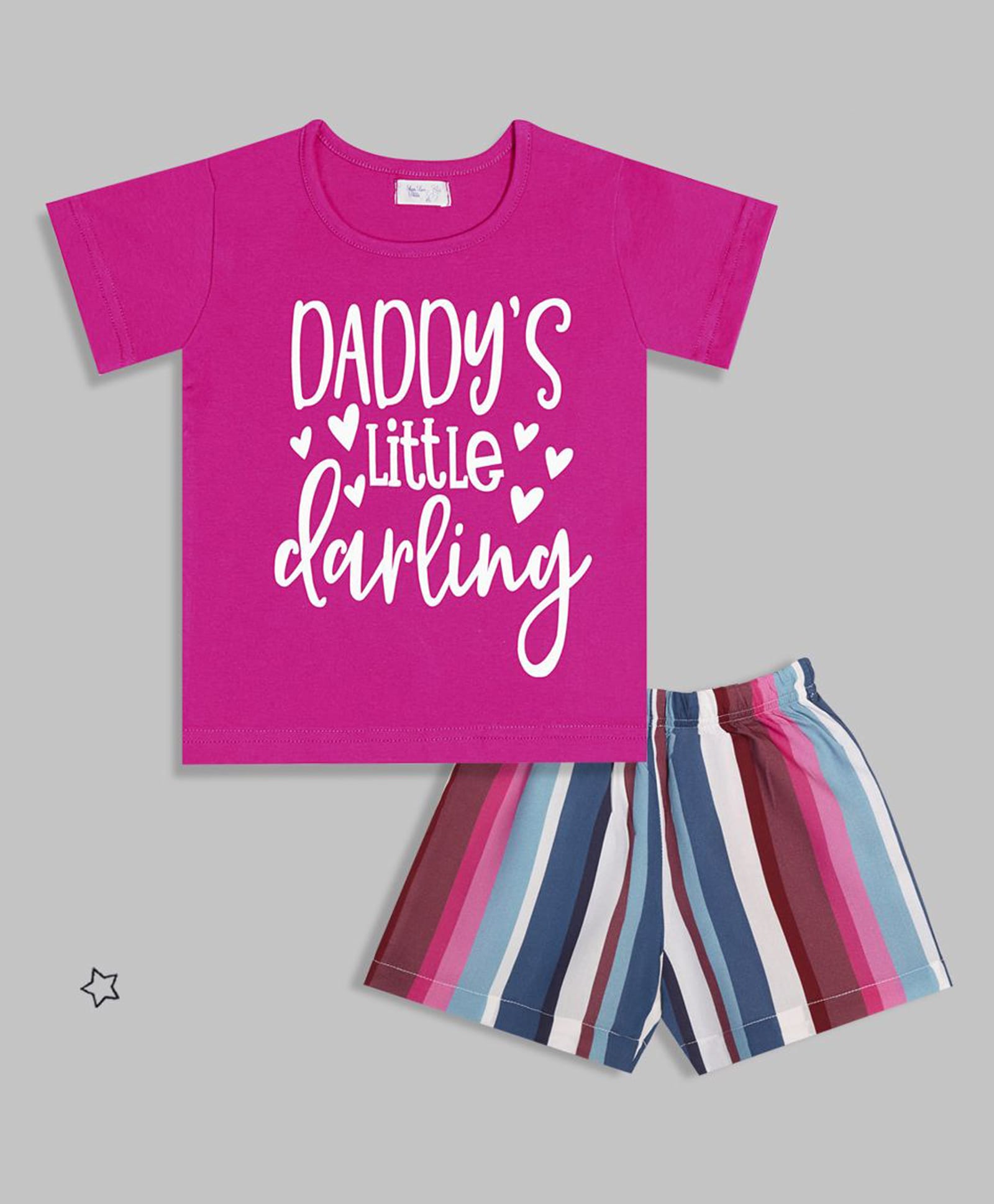 Sheer Love Cotton Jersey Half Sleeves Daddys Little Darling Tee & Shorts Night Suit - Fuchsia-picture-28
