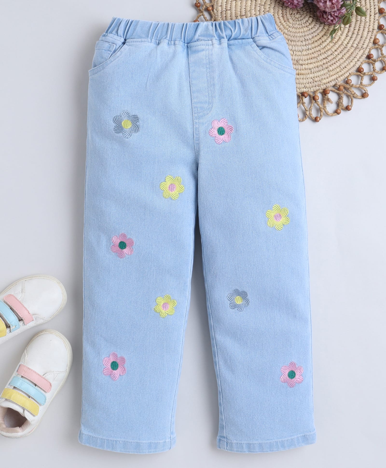 Bright Stars KIDSWEAR Denim Floral Embroidered Jeans - Blue-picture-21