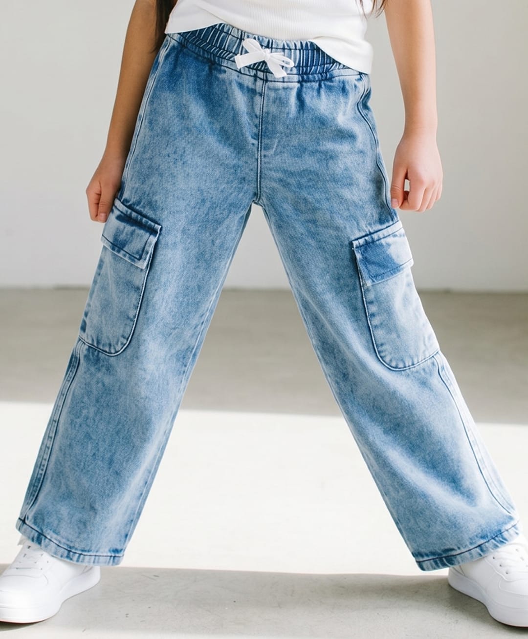 Tales & Stories Denim Woven Washed Cargo Style Jeans - Light Blue-picture-37