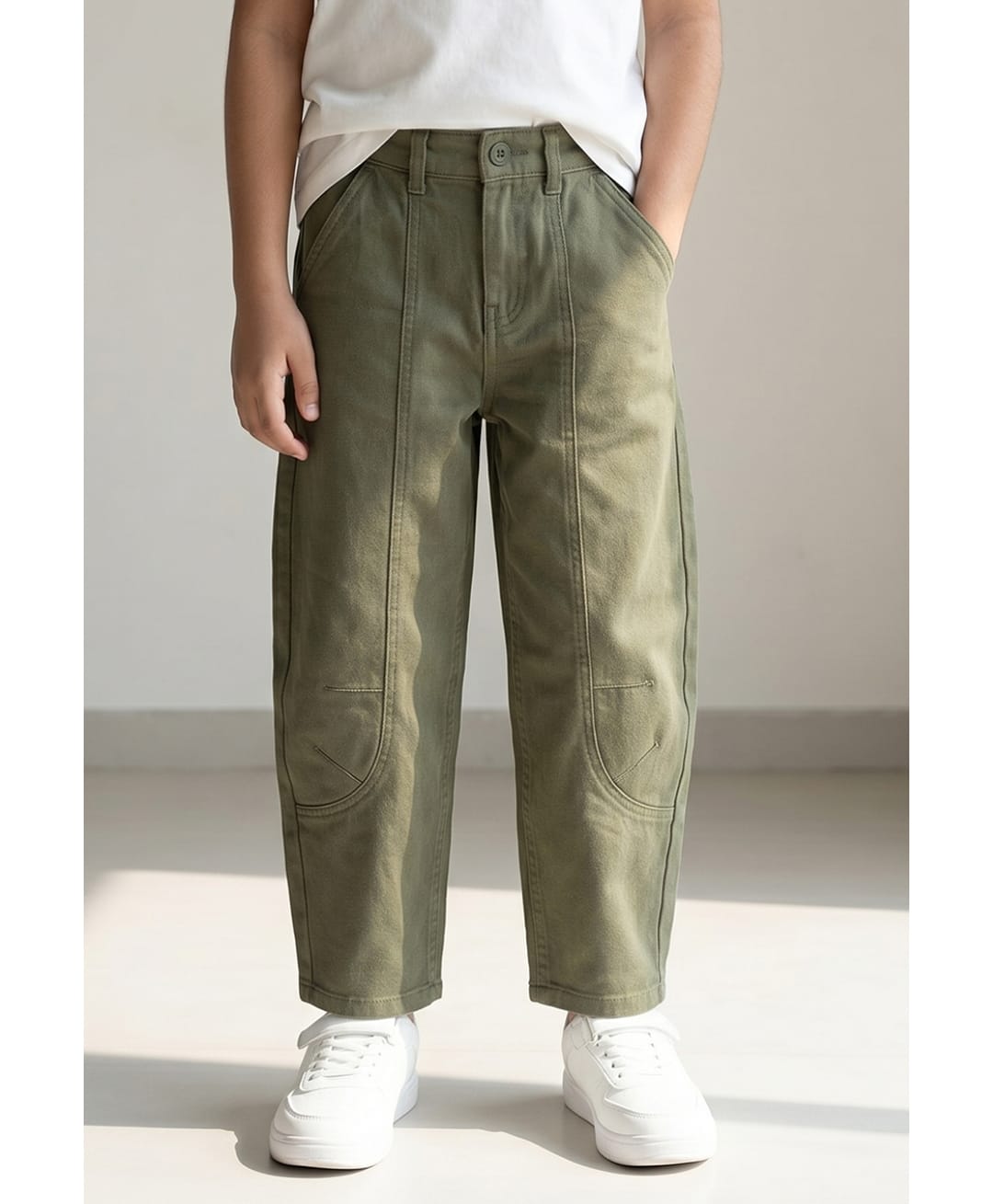 Tales & Stories Cotton Woven Solid Trousers - Olive-picture-27