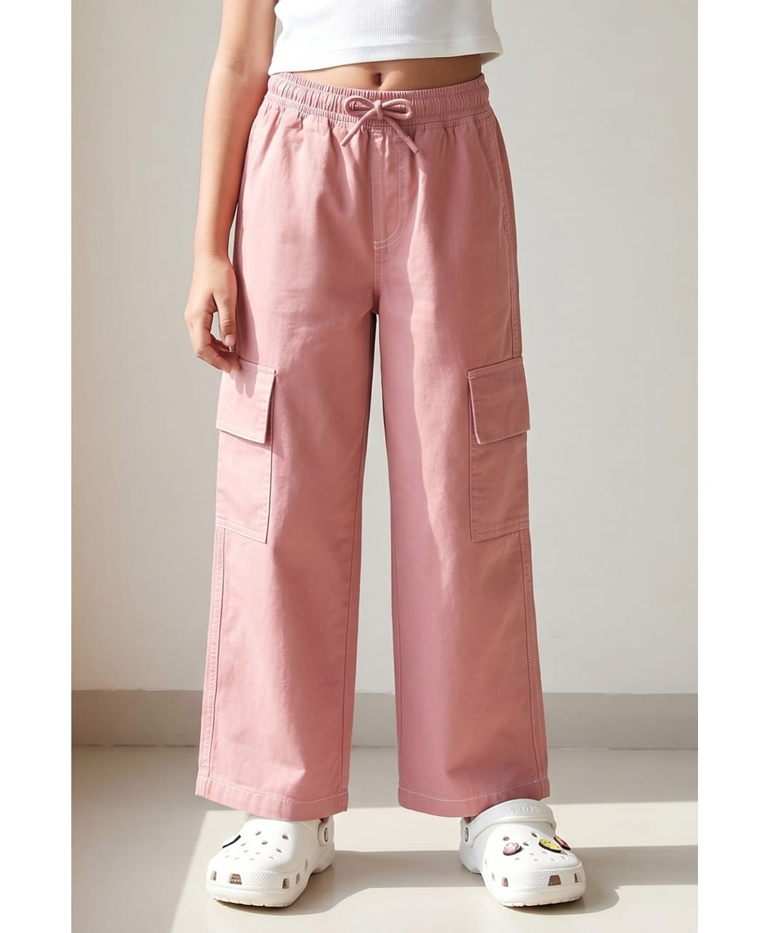 Tales & Stories Cotton Woven Solid Trousers - Pink-picture-13