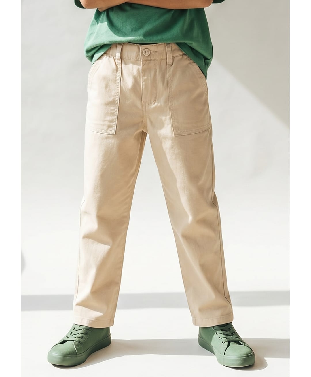 Tales & Stories Cotton Woven Solid Trouser - Cream-picture-36