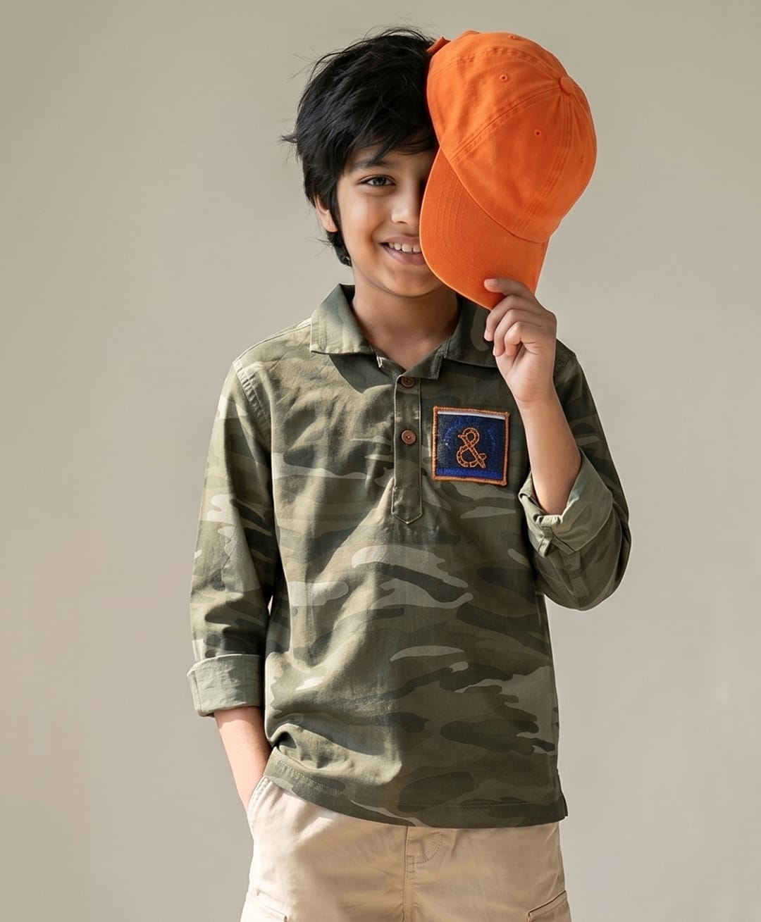 Tales & Stories Cotton Knit Full Sleeves Camouflage Printed Shirt - Olive Green-image-45