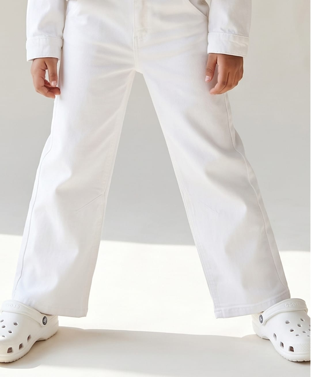 Tales & Stories Lycra Woven Solid Jeans - White-picture-24