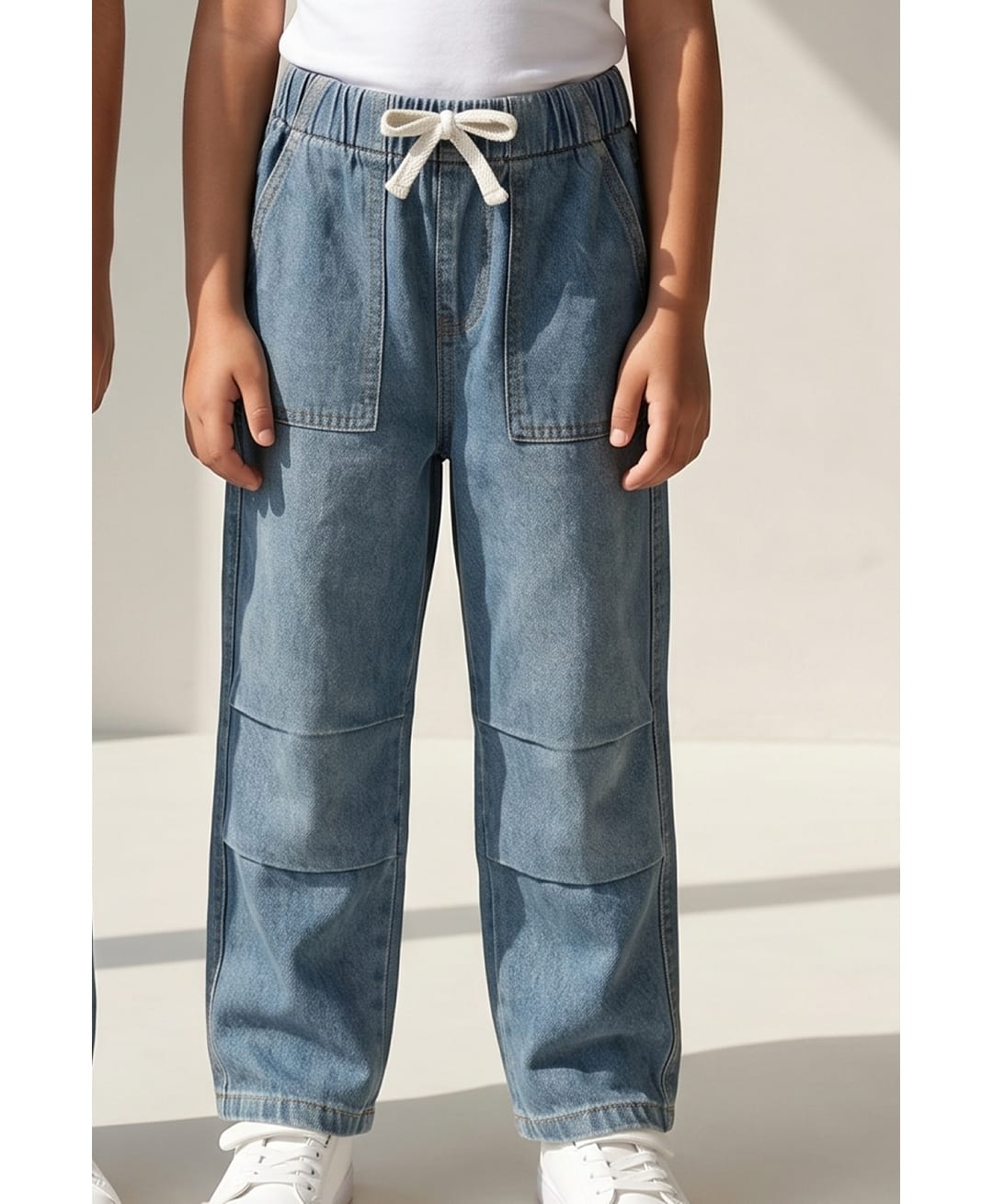 Tales & Stories Denim Bow Applique Detailed Washed Pants - Blue-picture-11