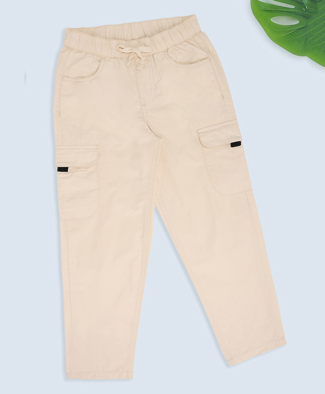 Pantaloons Junior Cotton Woven Cargo Style Trousers - Cream-picture-19