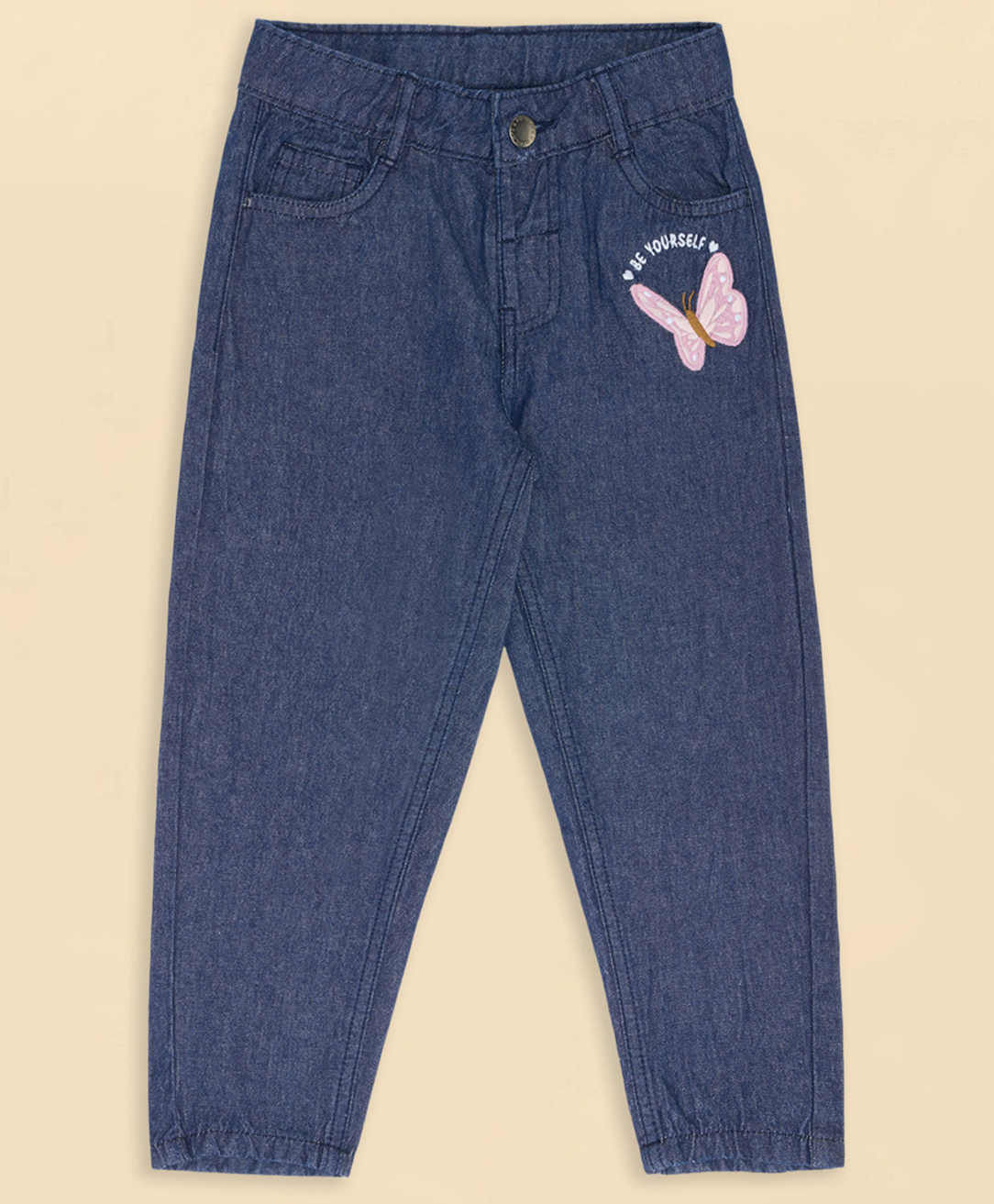 Pantaloons Junior Cotton Woven Butterfly Printed Jeans - Blue-picture-12
