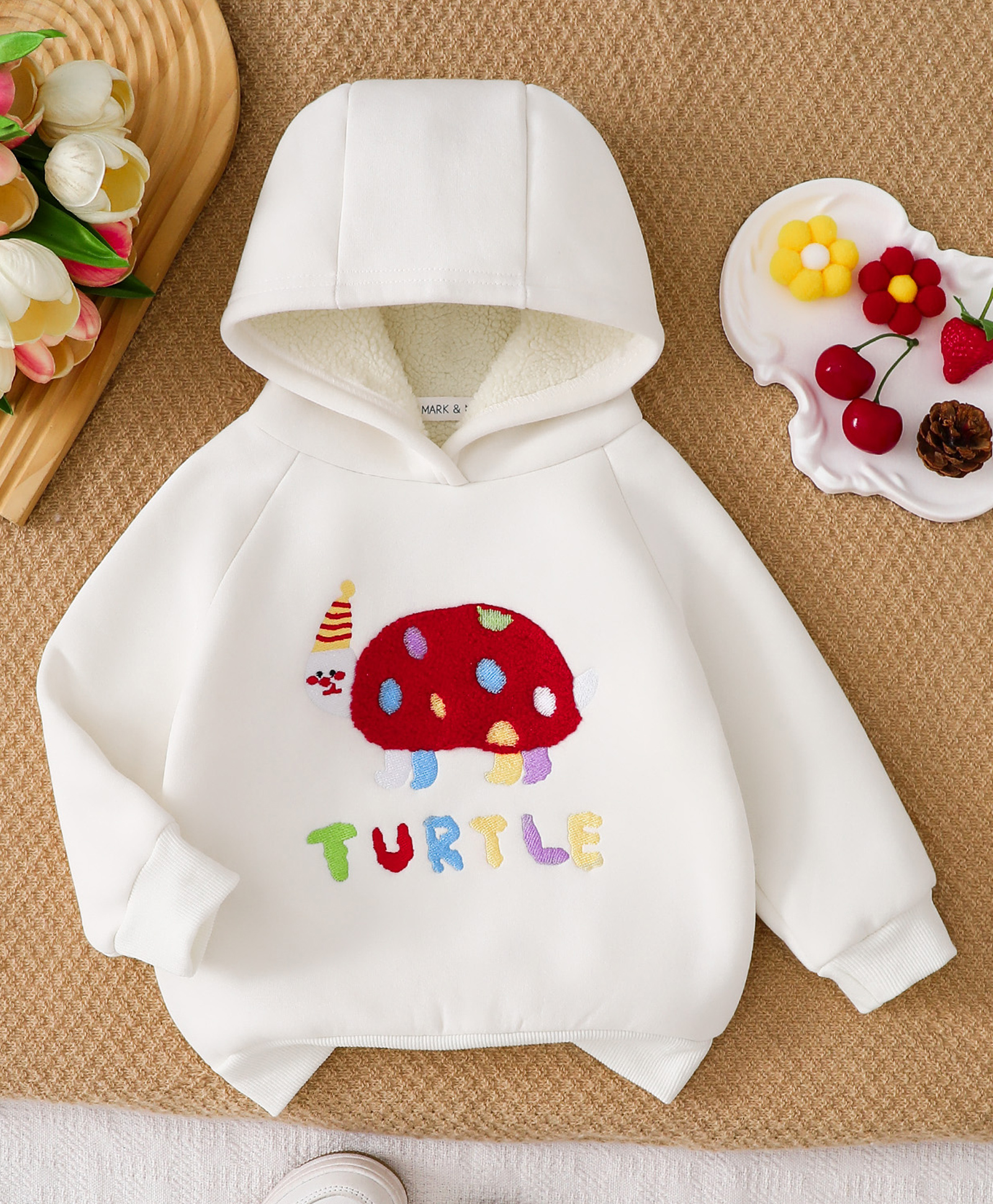Mark & Mia Full Sleeves Hoodie With Turtle Embroidery - Cream-picture-26