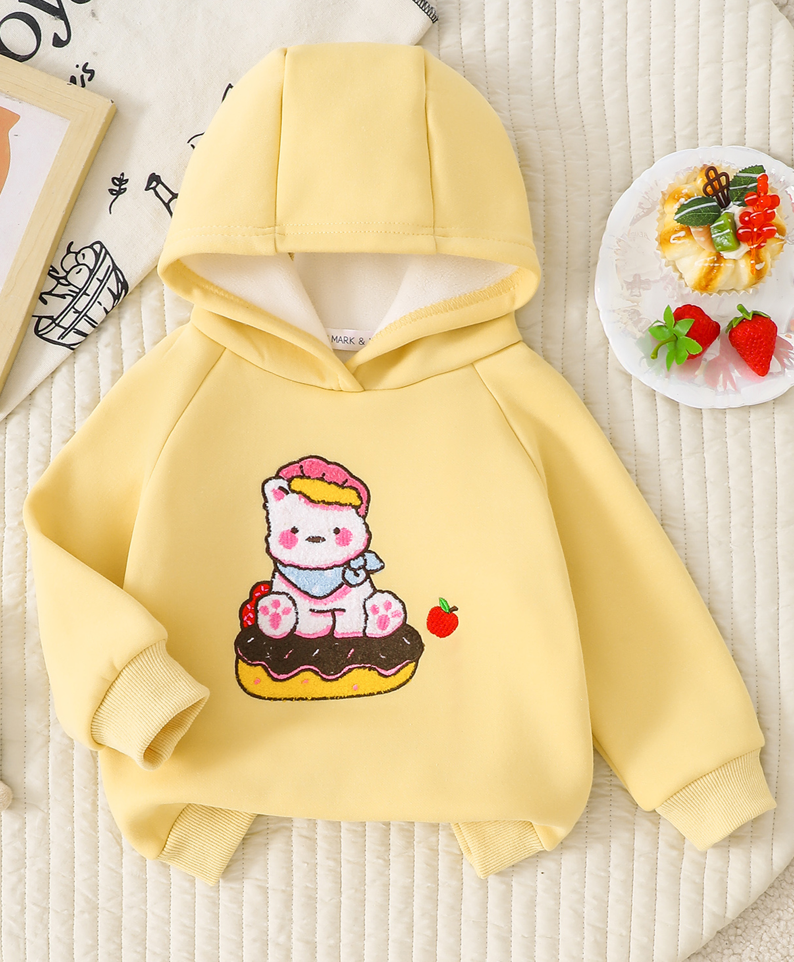 Mark & Mia Full Sleeves Hoodie With Kitty Embroidery - Yellow-picture-27