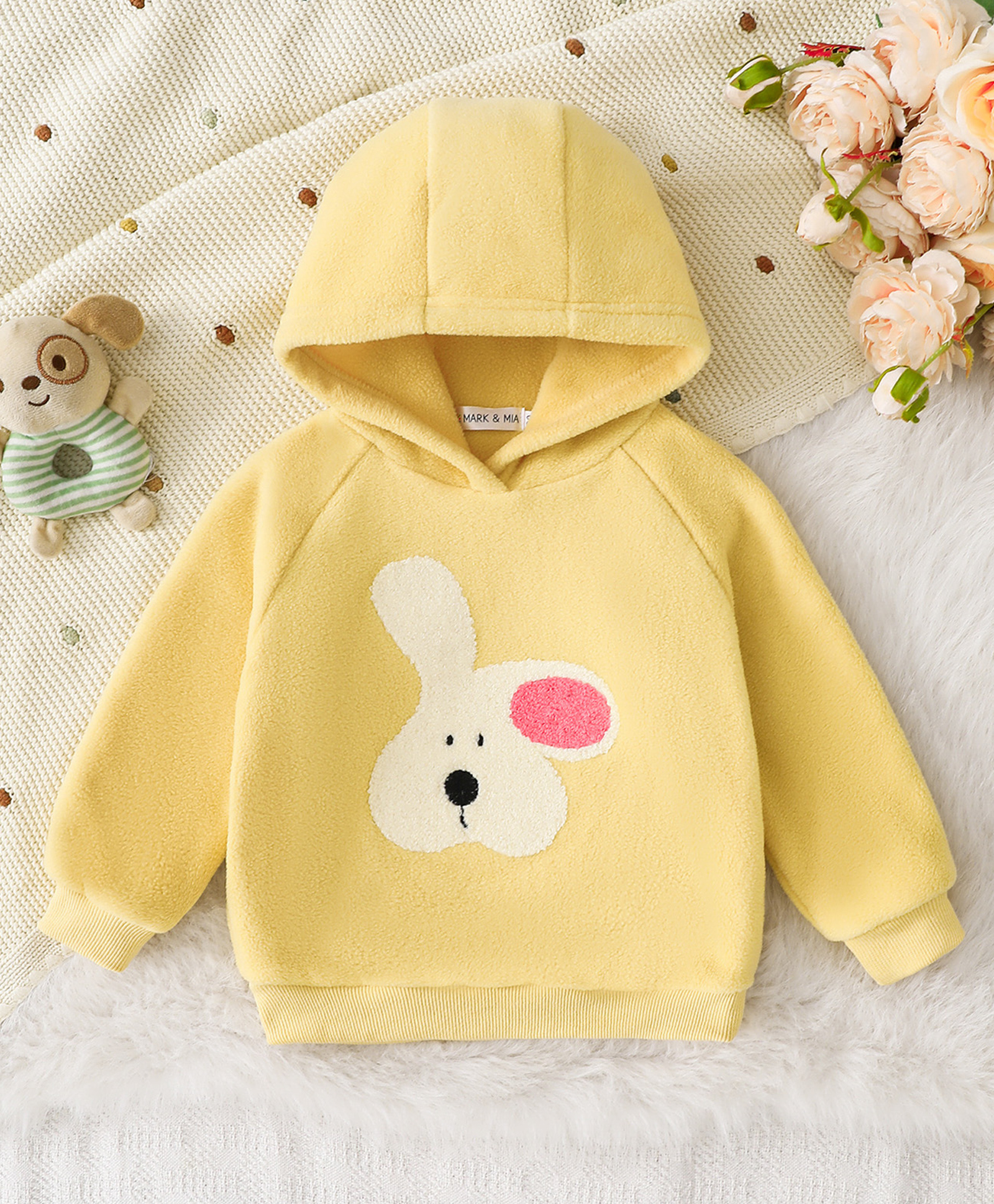 Mark & Mia Full Sleeves Hoodie With Bunny Embroidery - Yellow-picture-20