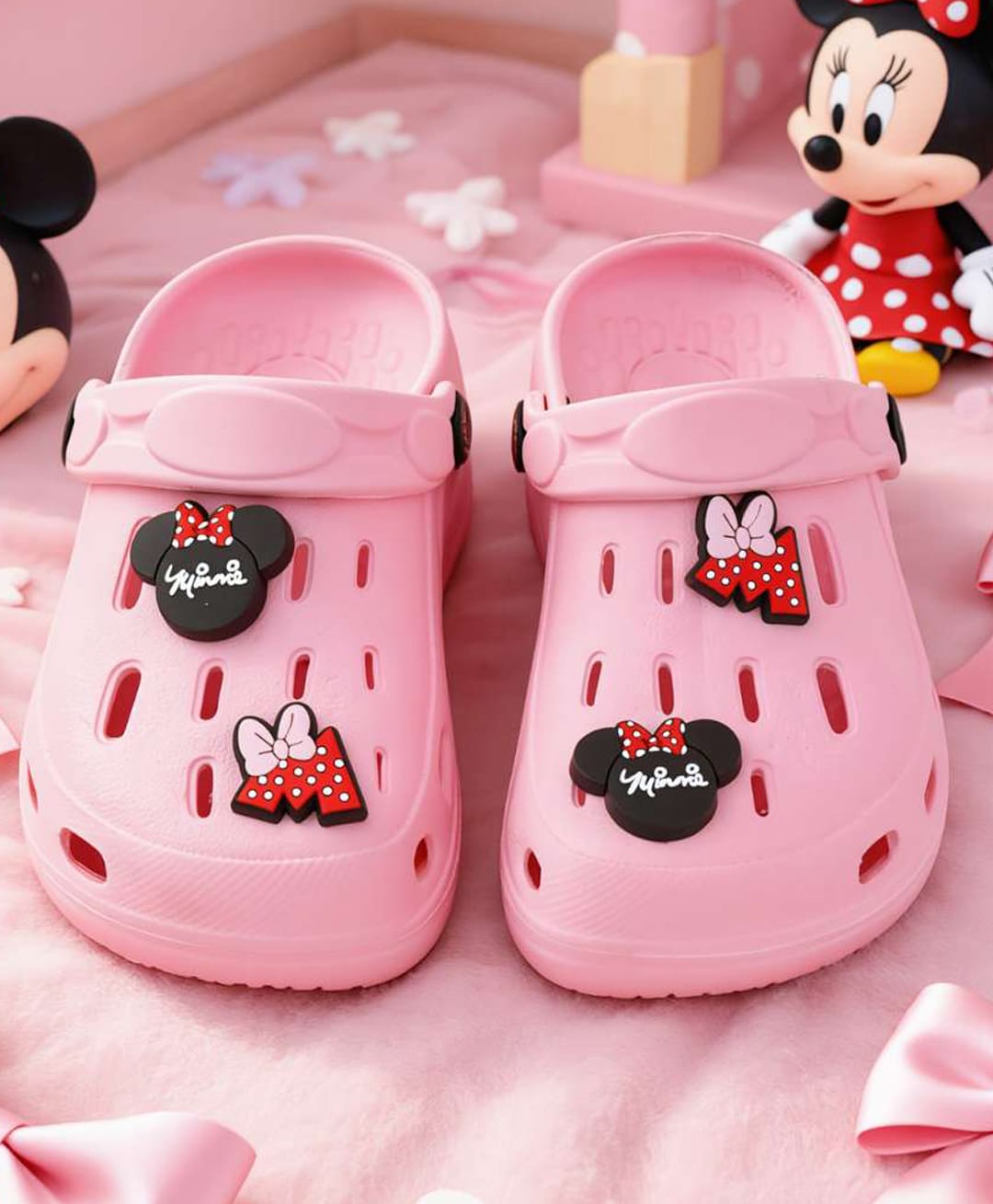 Yellow Bee Mickey & Friends Featuring Minnie Mouse Applique Detailed Perforated Slingback Clogs - Pink-picture-14