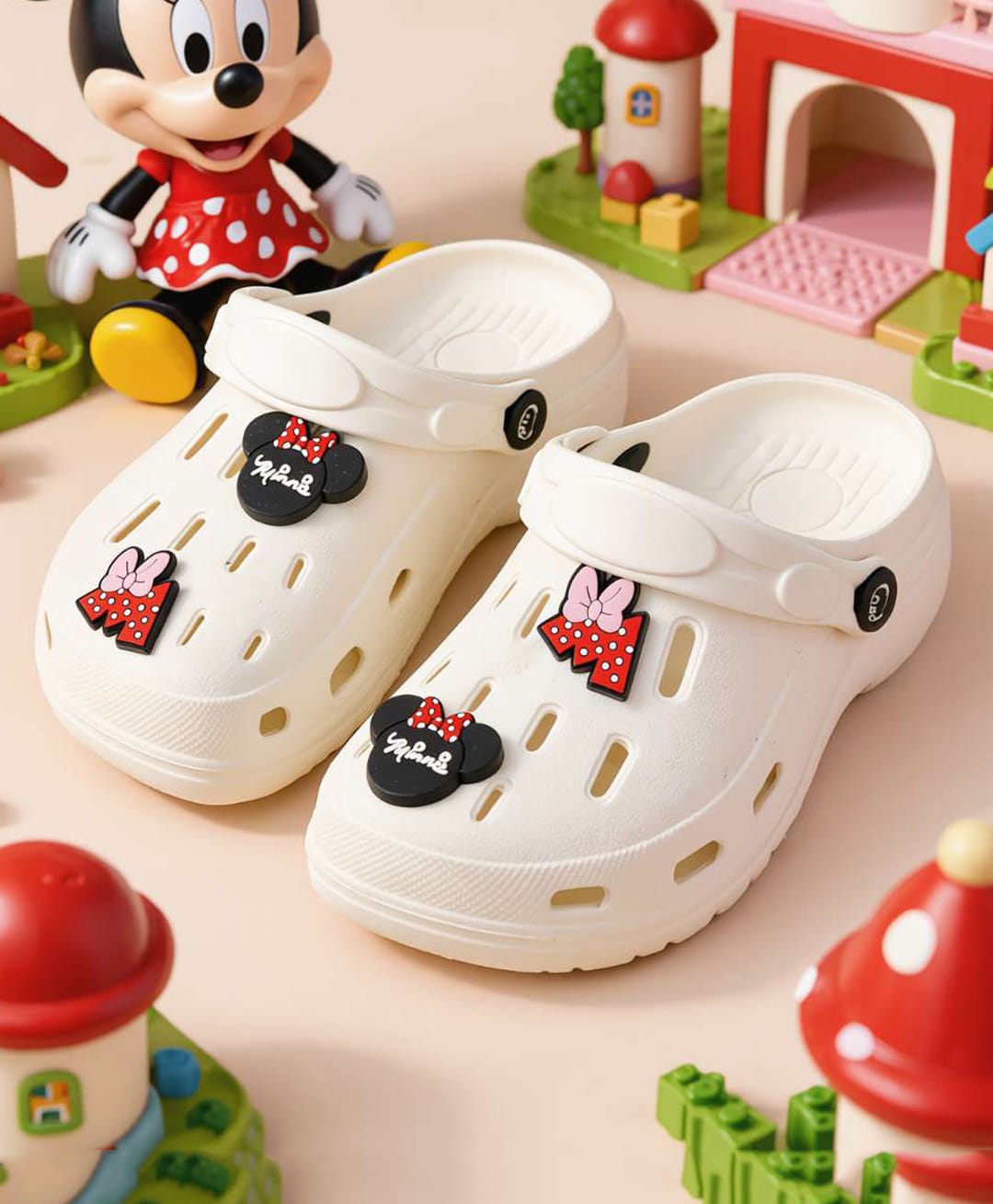 Yellow Bee Mickey & Friends Featuring Minnie Mouse Applique Detailed Perforated Slingback Clogs - White-picture-16