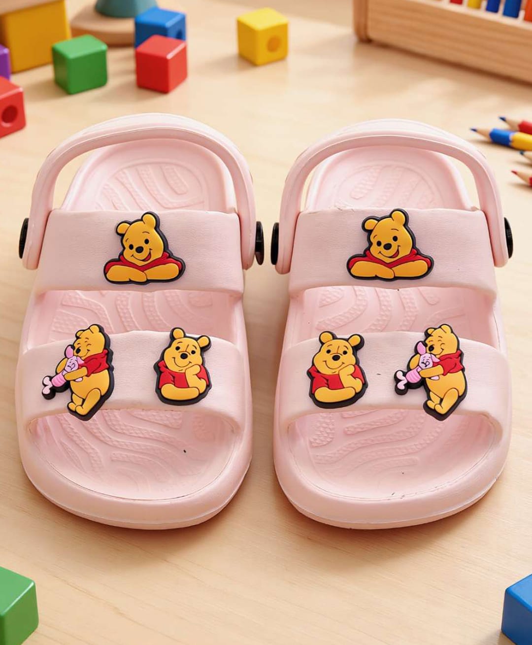 Yellow Bee Disney Featuring Winnie the Pooh Applique Detailed Slingback Sandals - Pink-picture-14
