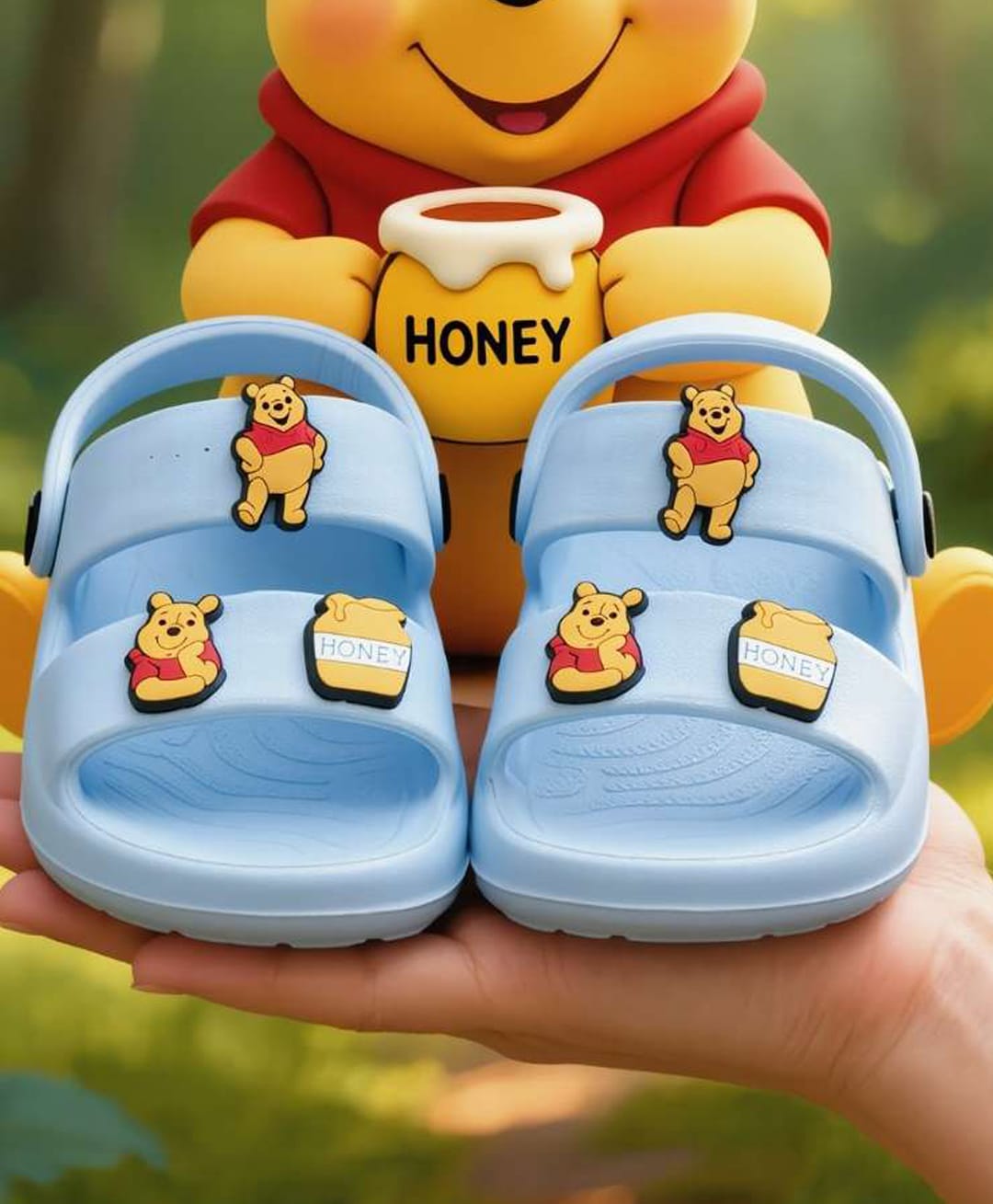 Yellow Bee Disney Featuring Winnie the Pooh Applique Detailed Slingback Sandals - Blue-picture-20
