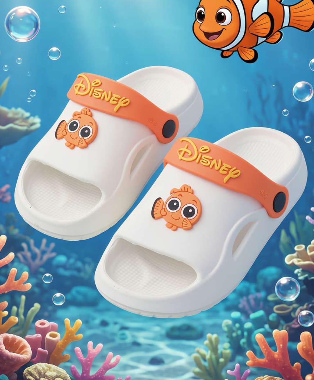 Yellow Bee Disney Pixar Finding Nemo Featuring Character Applique Detailed Slingback Sandals - White-picture-1