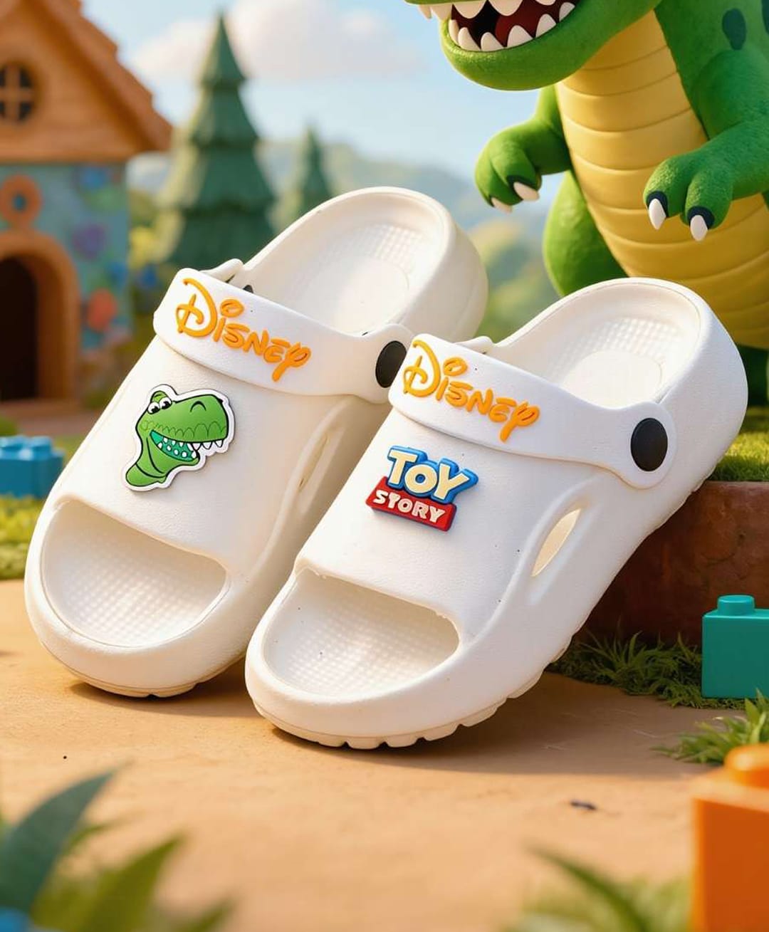 Yellow Bee Disney Pixar Toy Story Featuring Rex Applique Detailed Slingback Sandals - White-picture-27