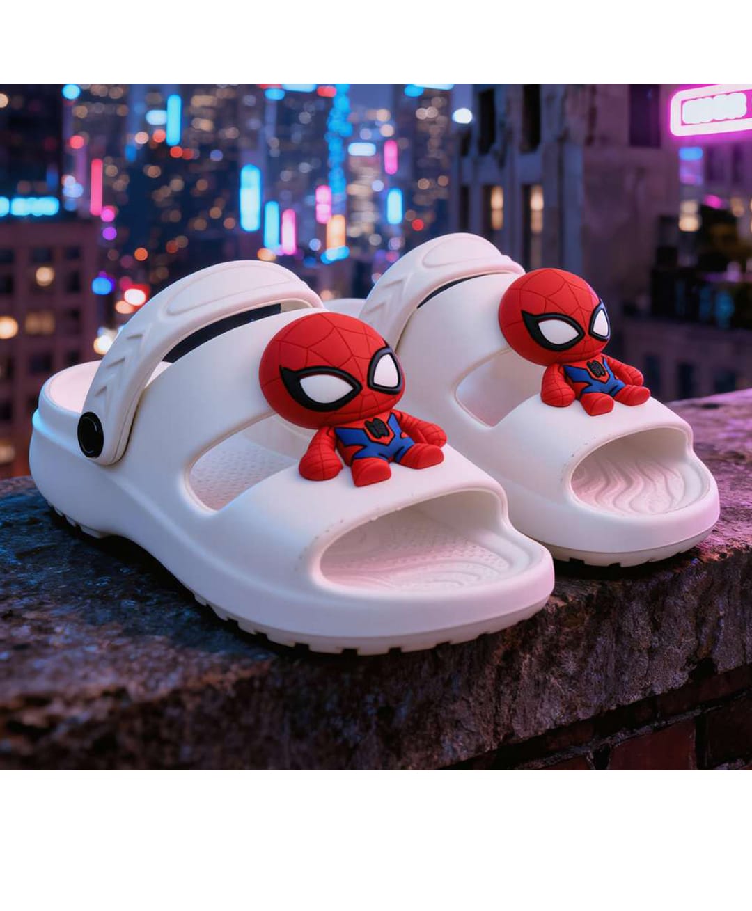 Yellow Bee Marvel Featuring Spider Man Applique Detailed Slingback Sandals - White-picture-11