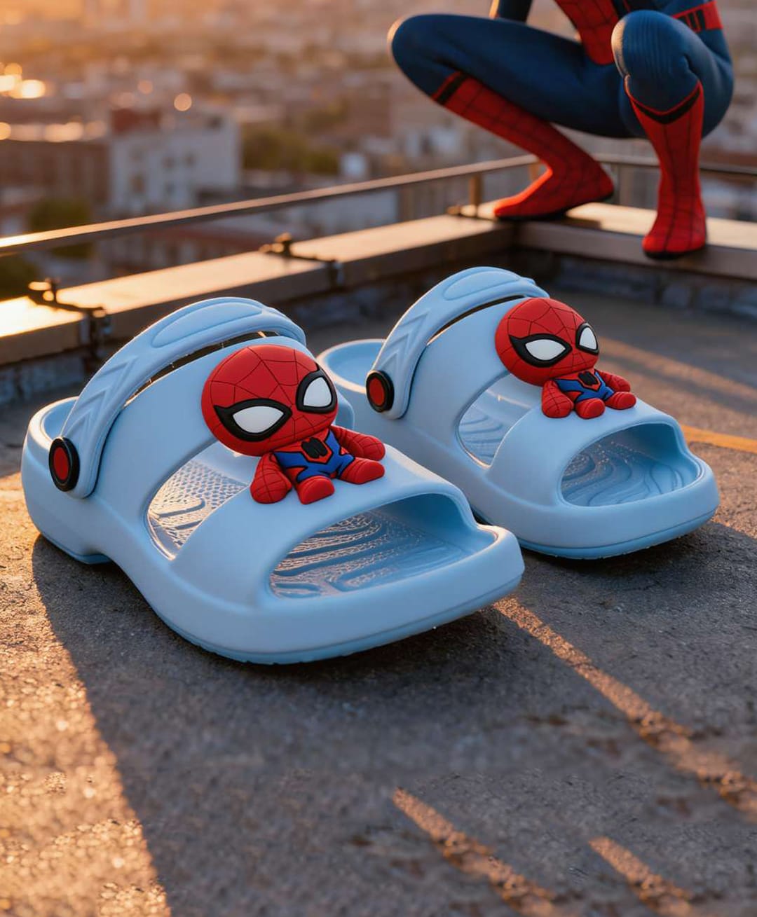 Yellow Bee Marvel Featuring Spider Man Applique Detailed Slingback Sandals - Blue-picture-7