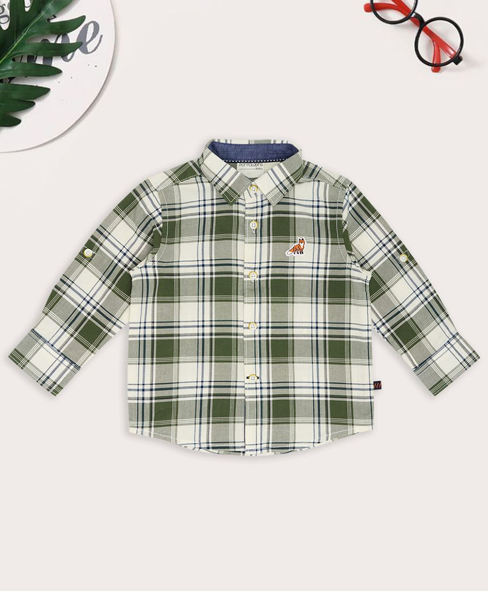 Pantaloons Baby Cotton Woven Full Sleeves Checked Shirt - Green-picture-32