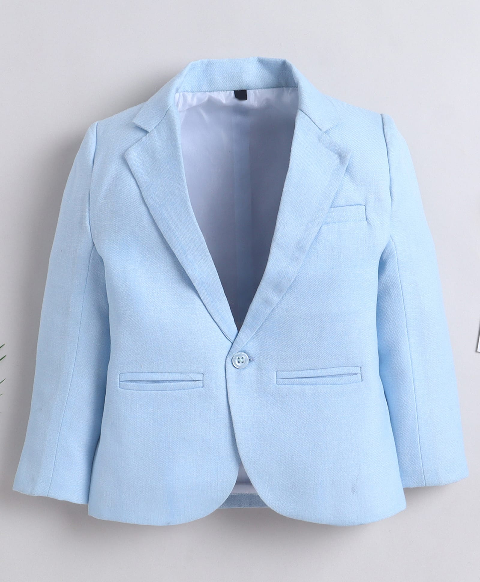 Ministitch Cotton Woven Full Sleeves Solid Blazer - Blue-image-15