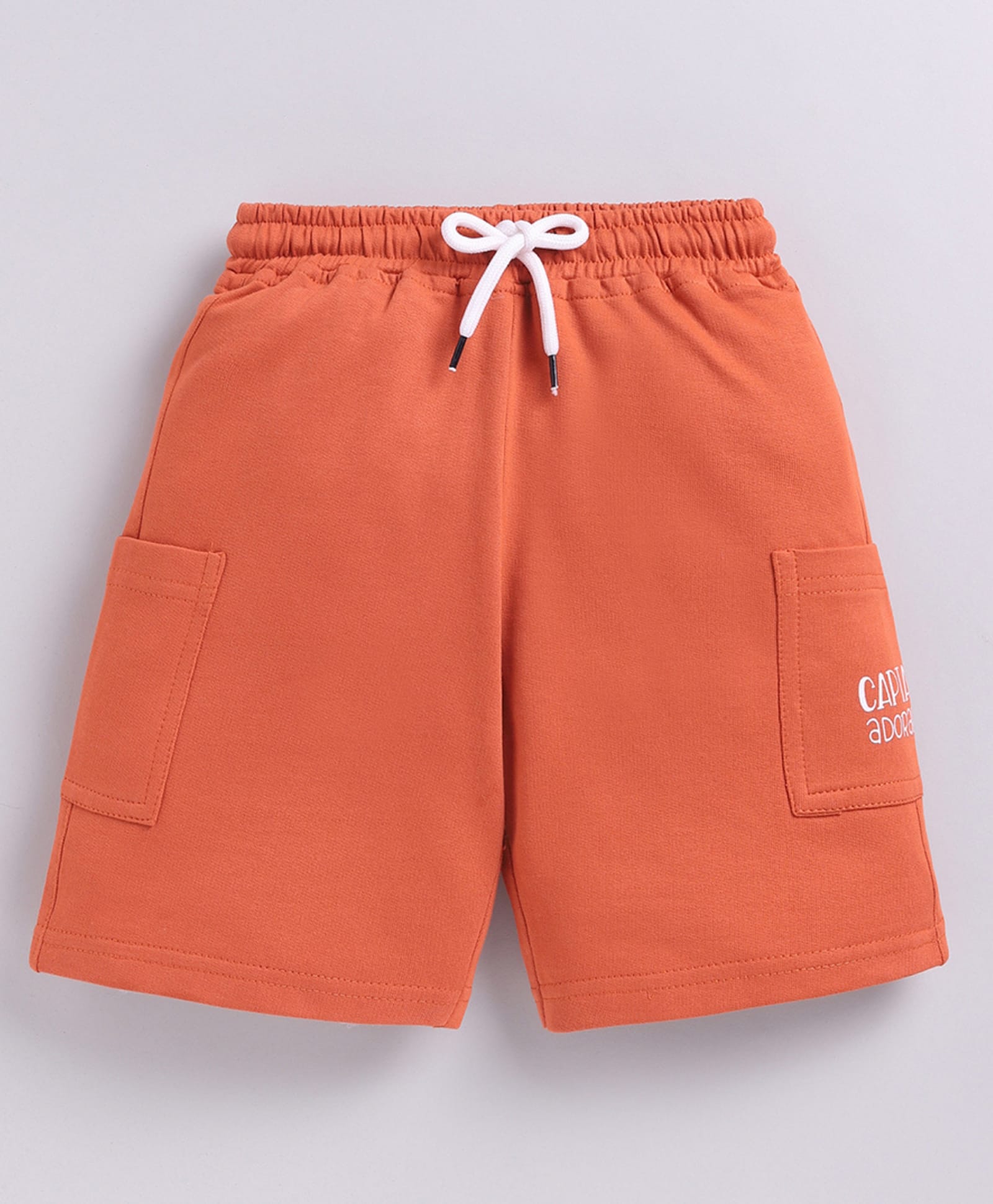 Kidcity Cotton Sinker Knit Typography Printed Shorts - Peach-picture-24