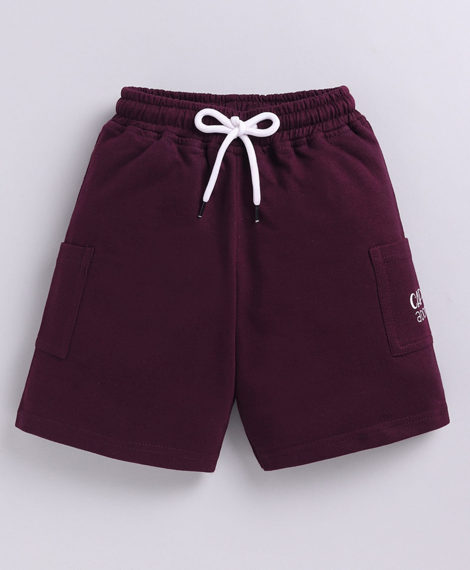 Kidcity Cotton Sinker Knit Typography Printed Shorts - Plum-image-31