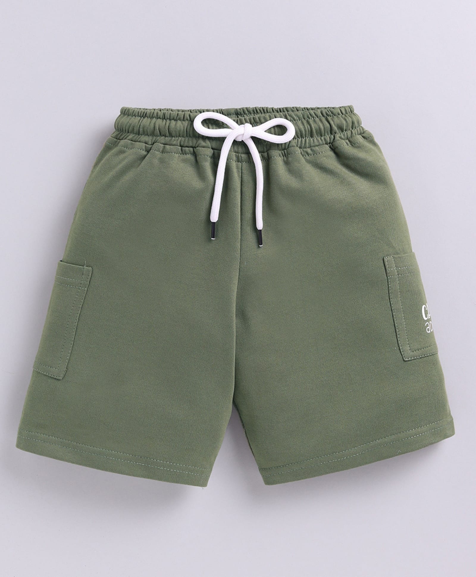 Kidcity Cotton Sinker Knit Typography Printed Shorts - Olive Green-picture-17