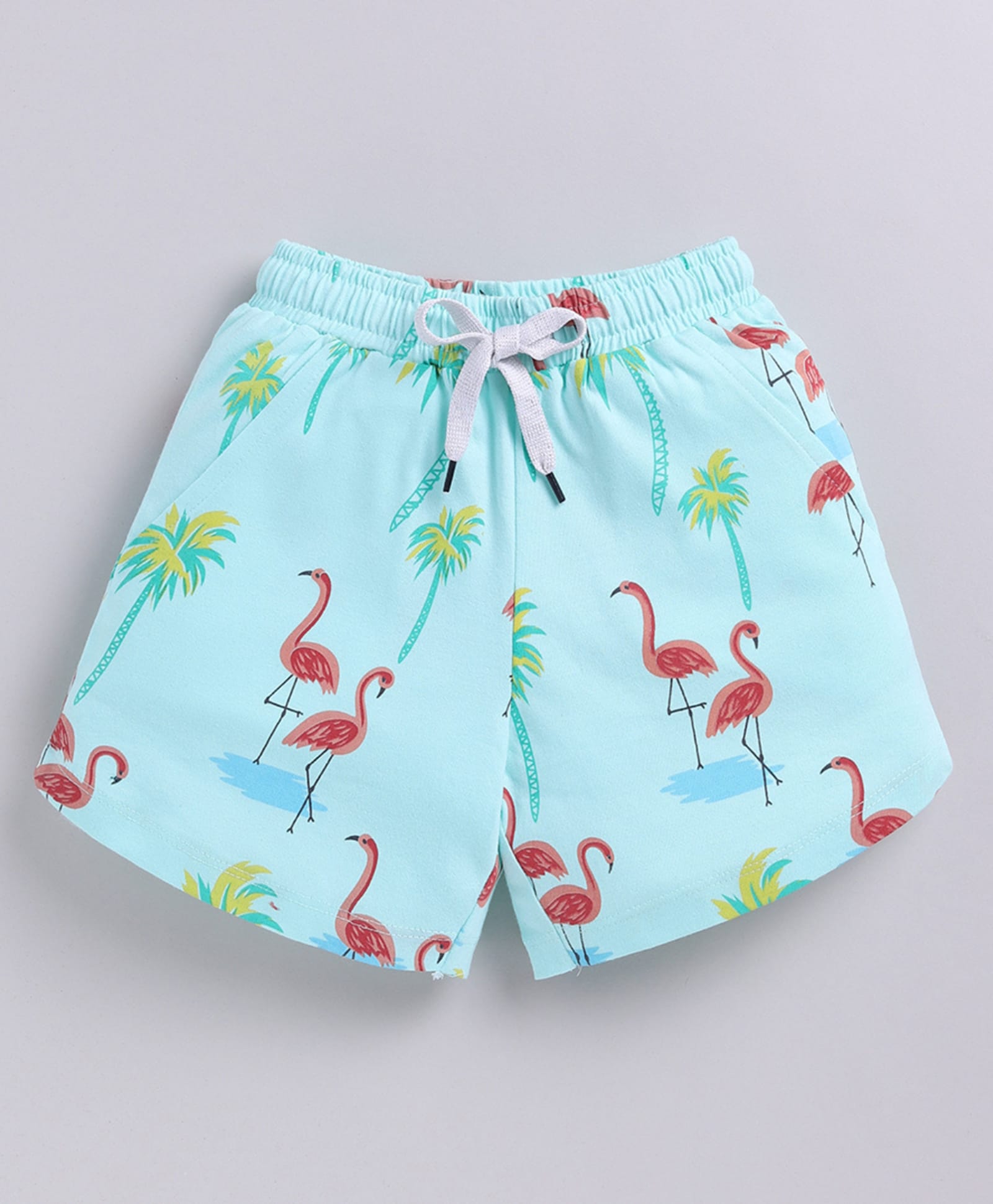 Kidcity Cotton Sinker Knit Bird Printed Shorts - Sea Green-picture-21