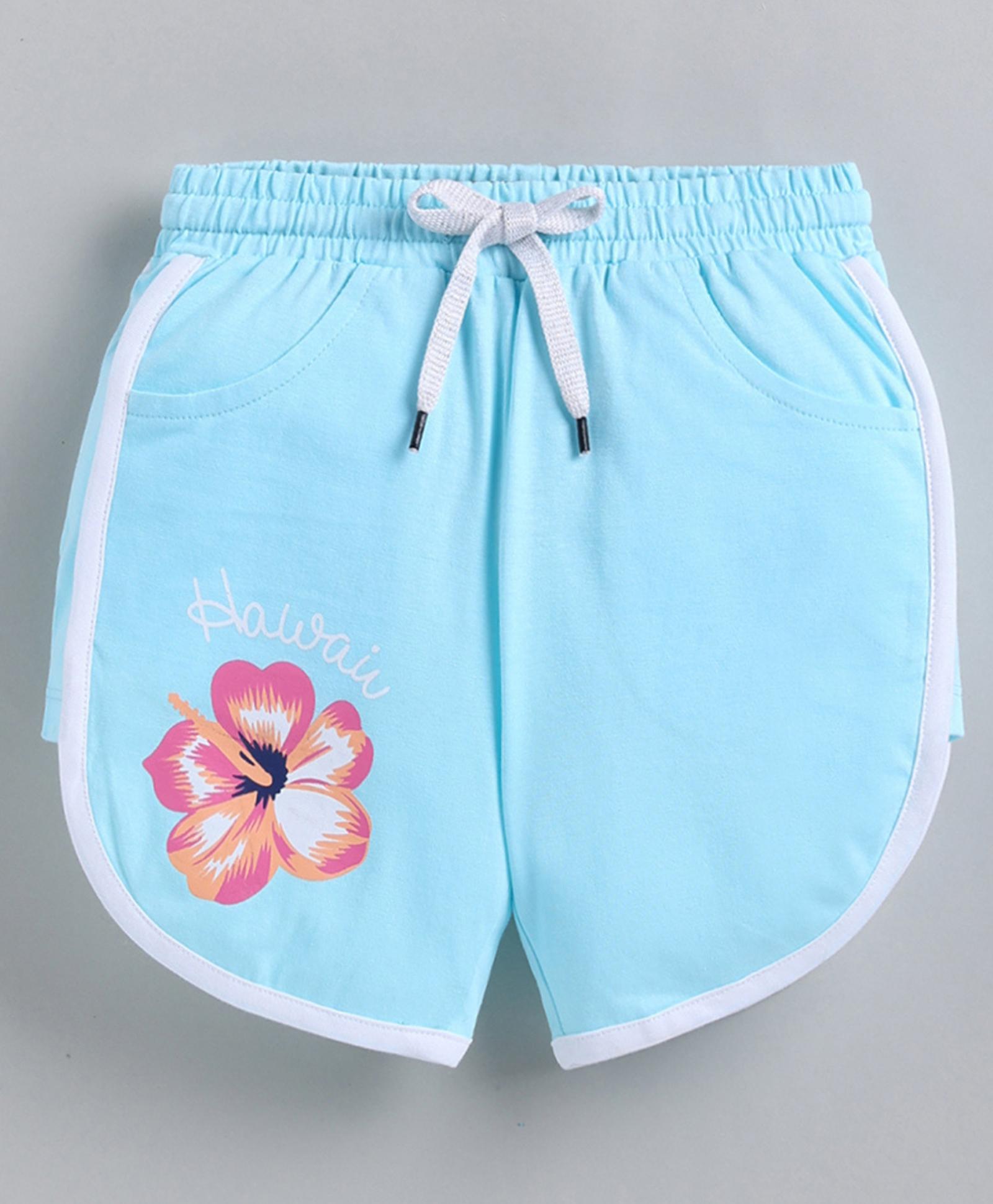 Kidcity Cotton Sinker Knit Floral Printed Shorts - Sky Blue-picture-22