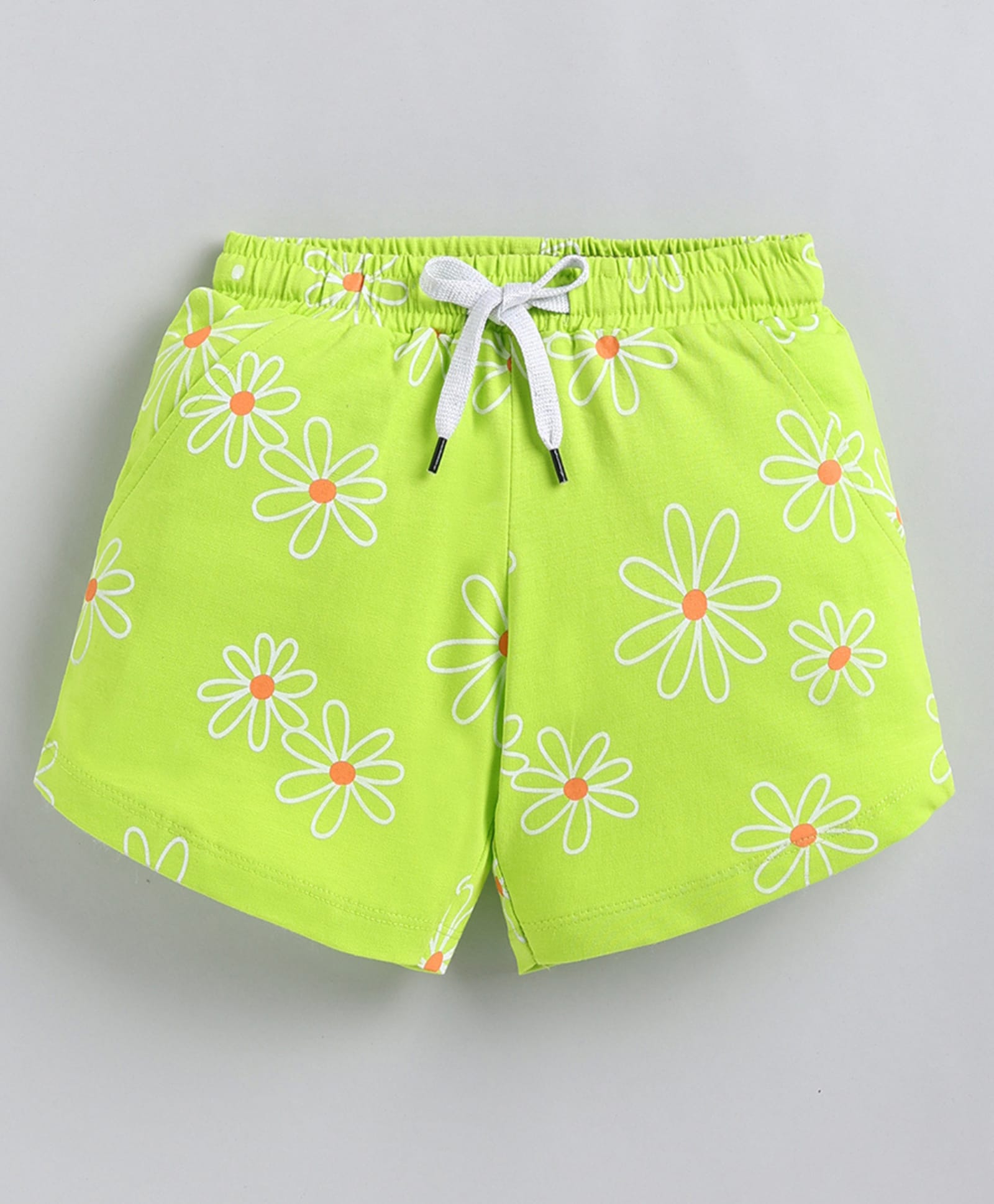 Kidcity Cotton Sinker Knit Floral Printed Shorts - Neon Green-picture-23