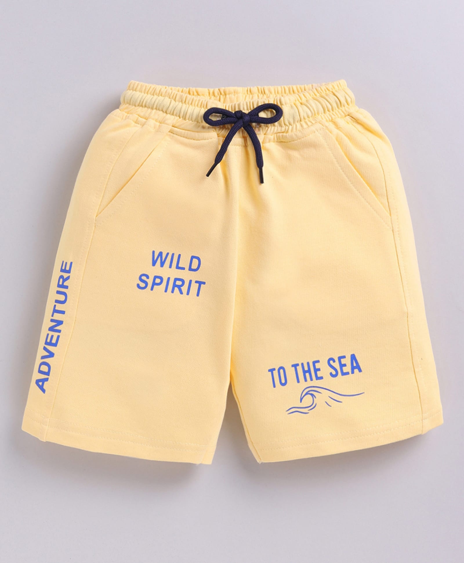 Kidcity Cotton Sinker Knit Typography Printed Shorts - Yellow-picture-18