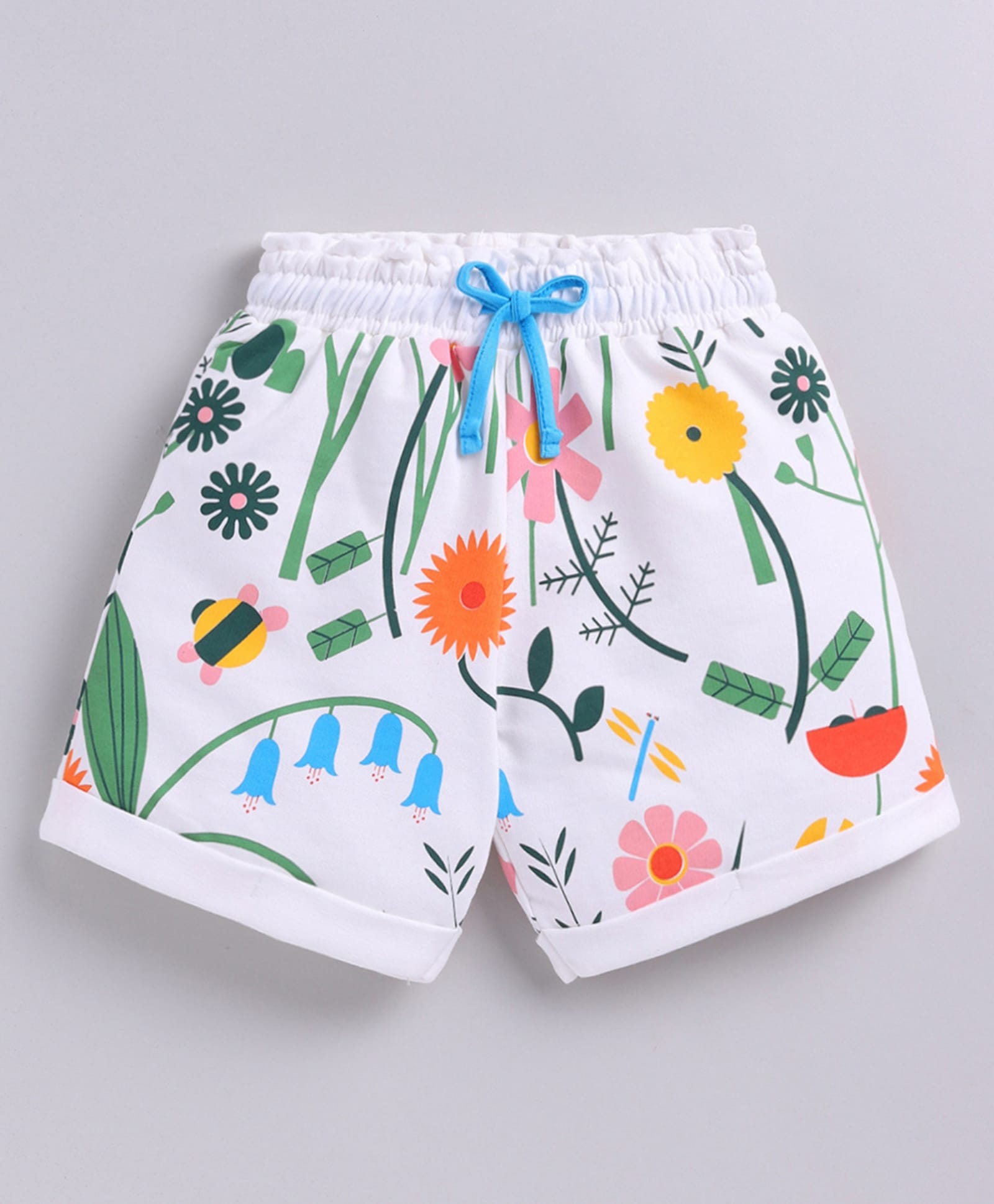 Kidcity Cotton Sinker Knit Floral Printed Shorts - Off White-picture-19