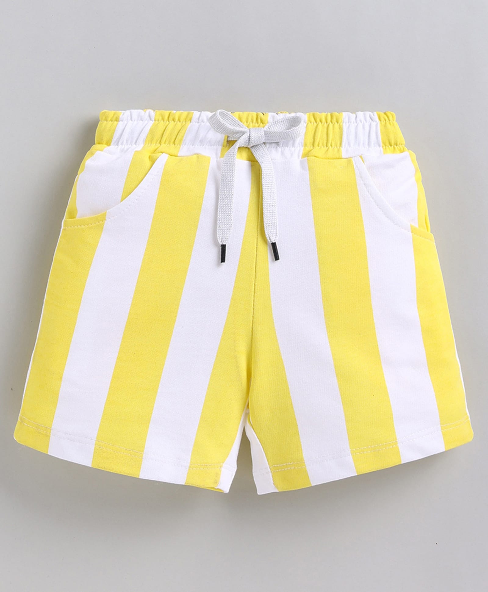 Kidcity Cotton Sinker Knit Striped Shorts - White-picture-17