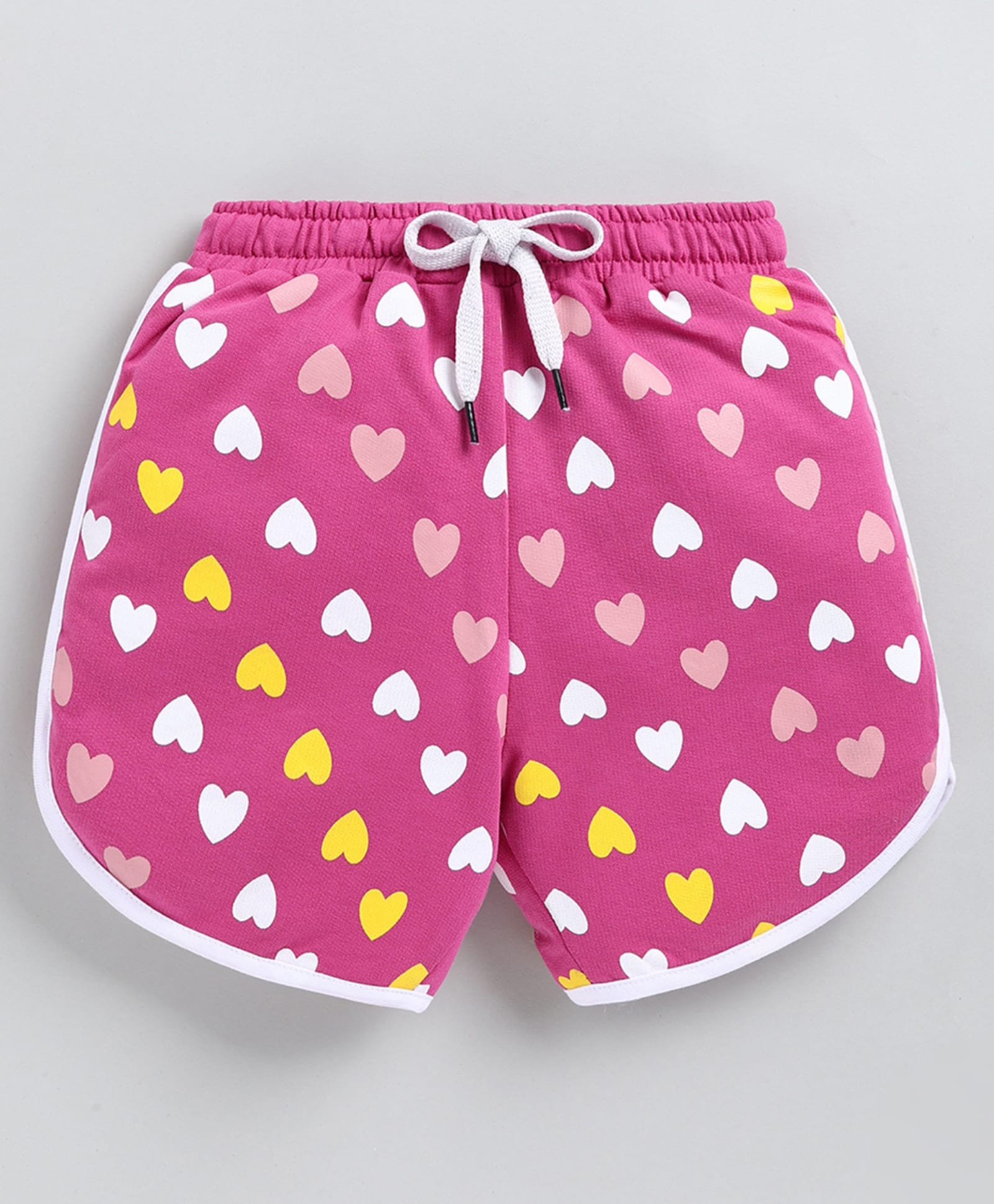 Kidcity Cotton Sinker Knit Hearts Printed Shorts - Dark Pink-picture-34