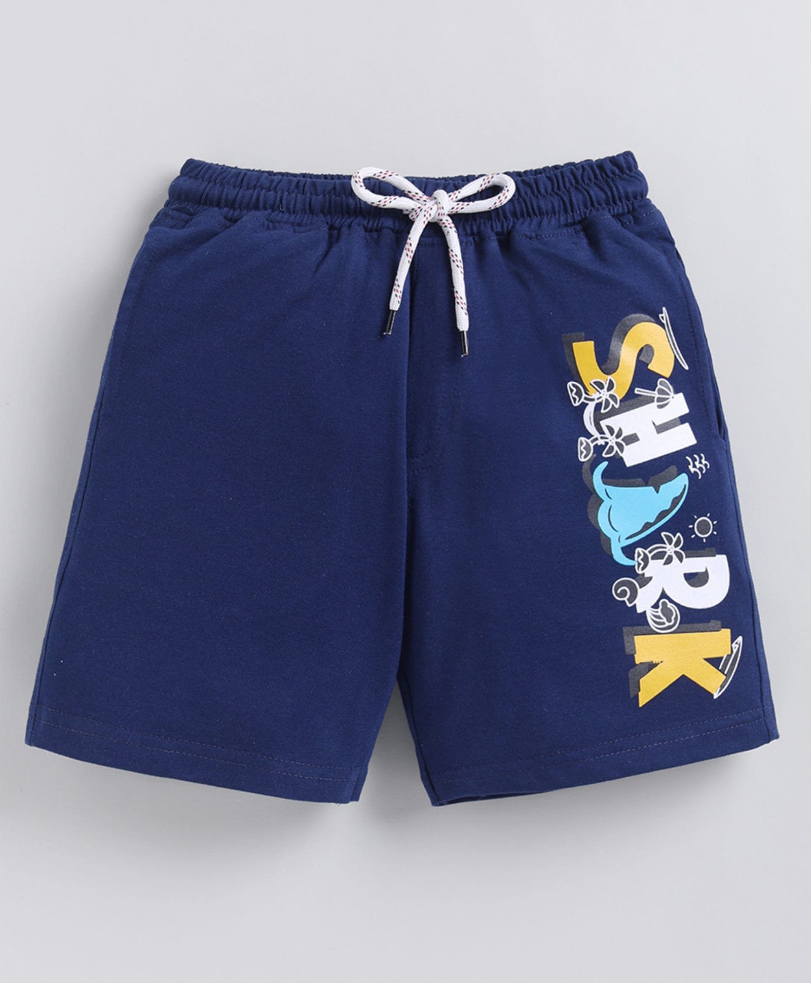 Kidcity Cotton Sinker Knit Shark Text Printed Shorts - Navy Blue-picture-22