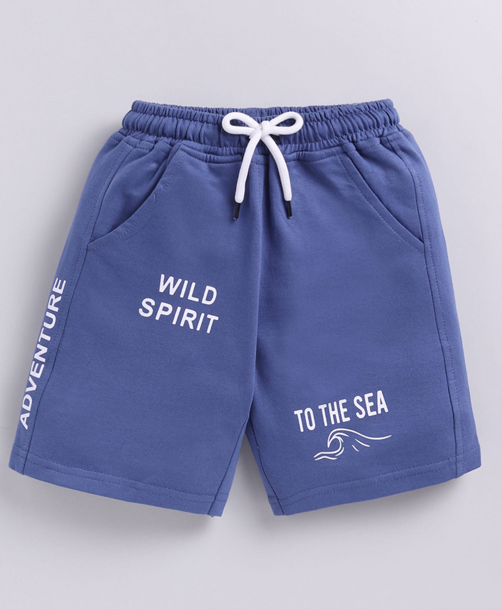 Kidcity Cotton Sinker Knit Typography Printed Shorts - Navy Blue-picture-23