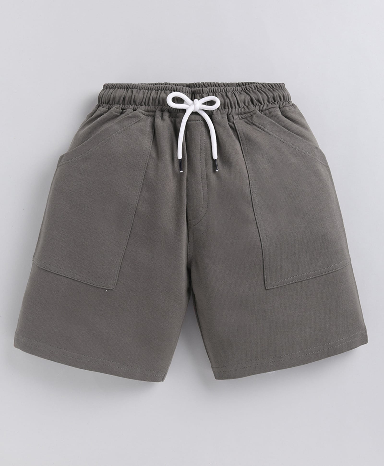 Kidcity Cotton Sinker Knit Solid Shorts - Grey-picture-10