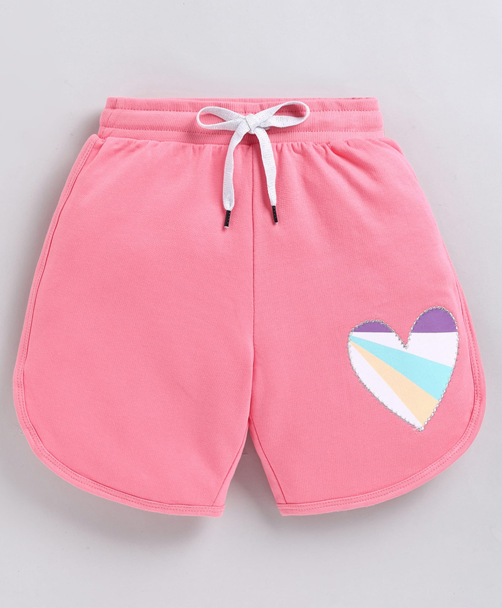 Kidcity Cotton Sinker Knit Heart Printed Shorts - Dark Pink-image-47