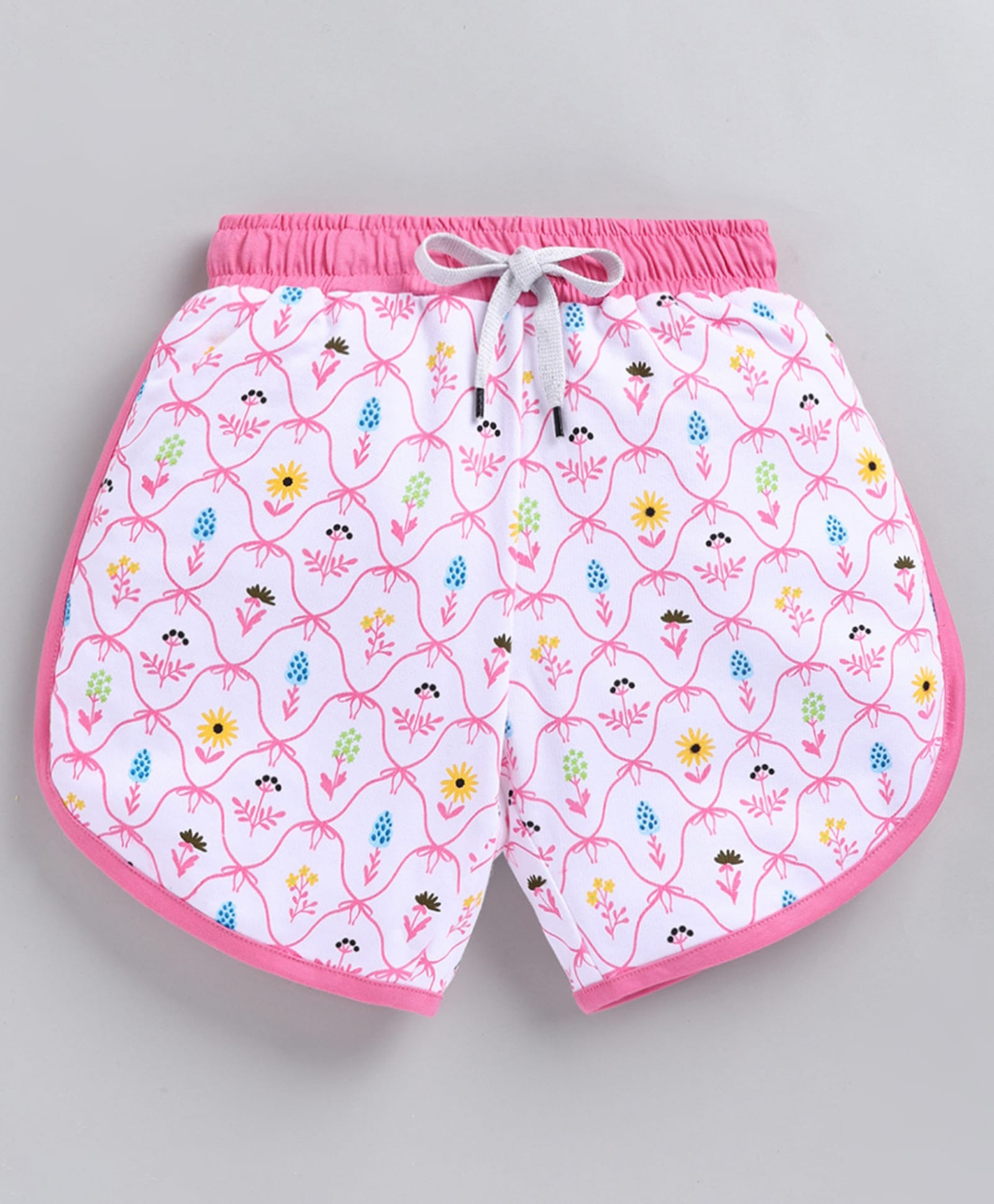 Kidcity Cotton Sinker Knit Floral Printed Shorts - White-picture-28
