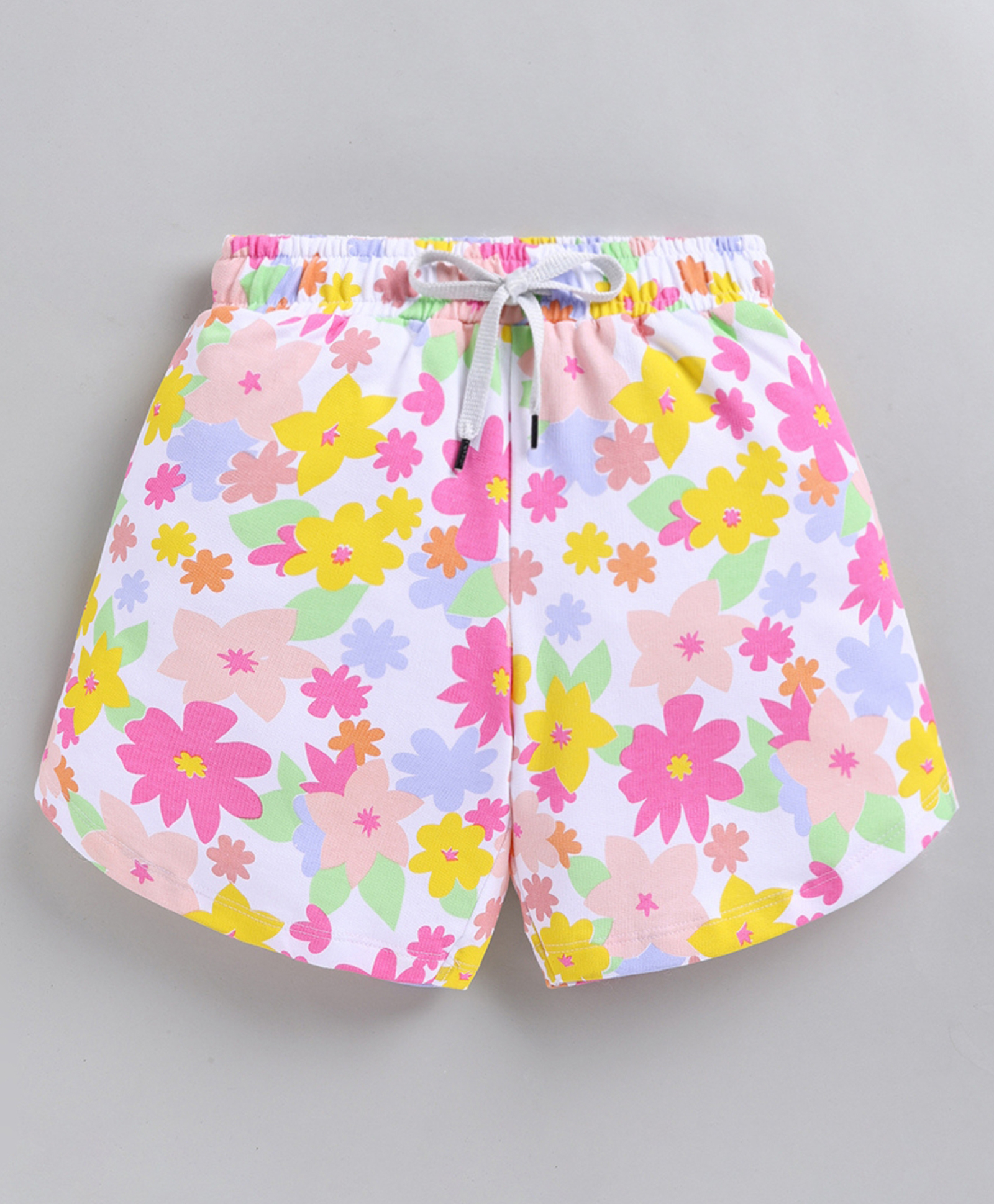 Kidcity Cotton Sinker Knit Floral Printed Shorts - White-picture-14