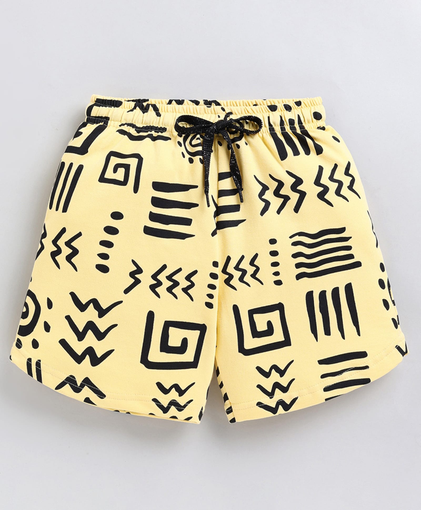 Kidcity Cotton Sinker Knit Abstract Printed Shorts - Yellow-picture-10