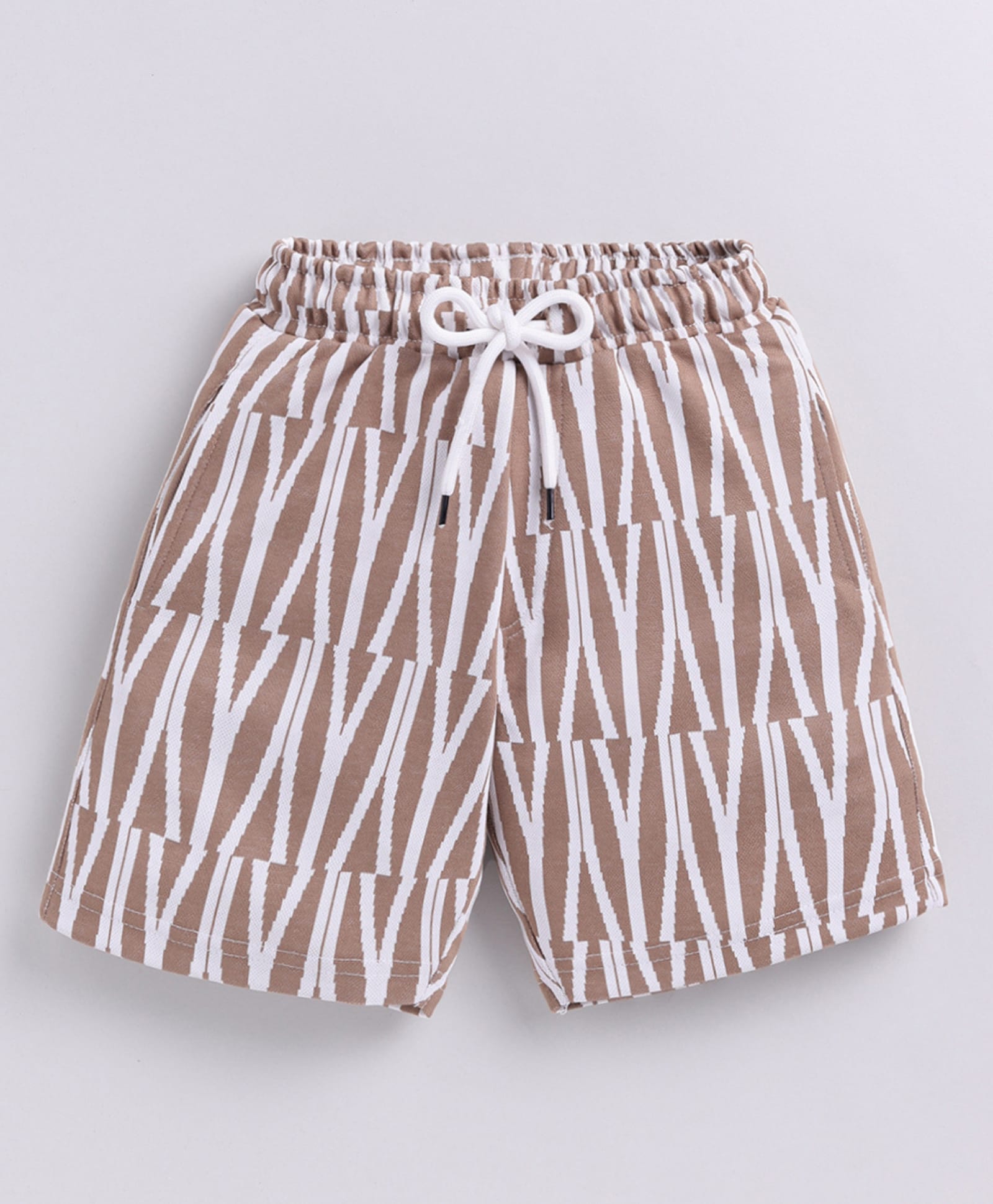 Kidcity Cotton Sinker Knit Abstract Printed Shorts - Beige-picture-11