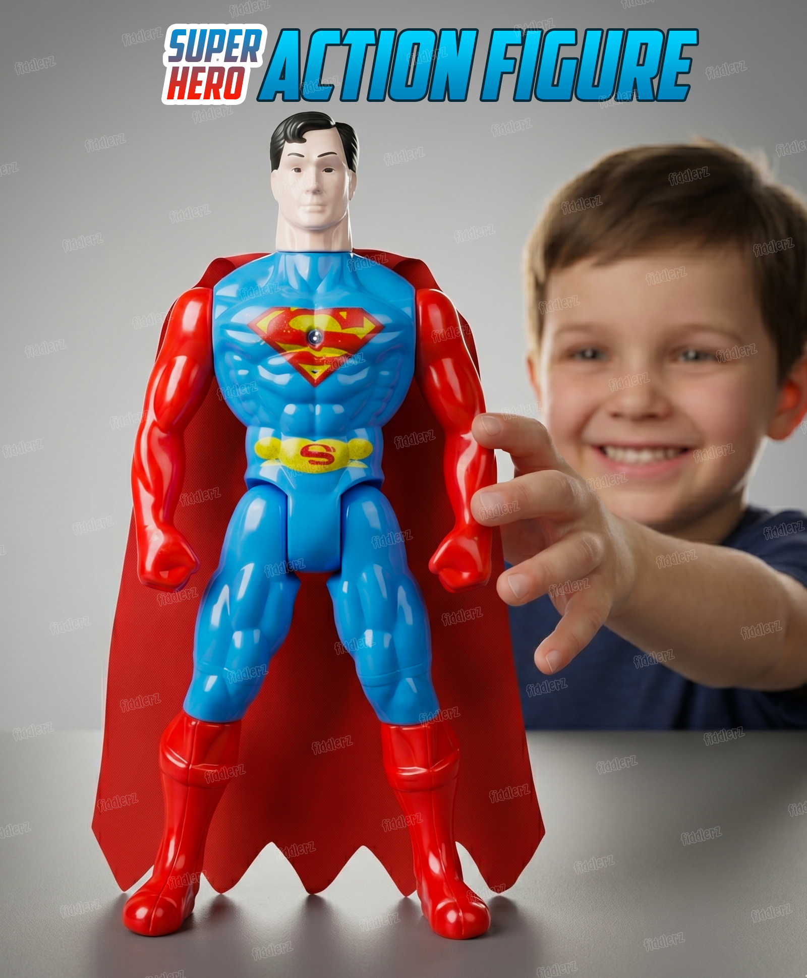 Fiddlerz Superman Superhero Action Figures Toy Set for Kids with Movable Joints Head Hand and Leg Swing Superhero Toy Birthday Gift for Boys and Girls-image-15