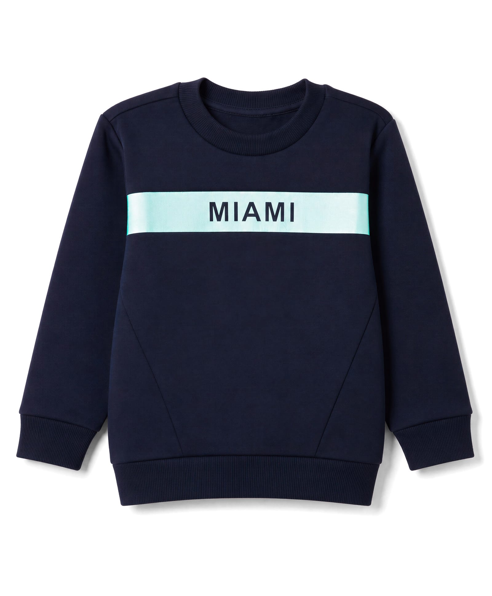 Doreme Fleece Knit Full Sleeves Miami Printed Sweatshirt - Navy Blue-image-43