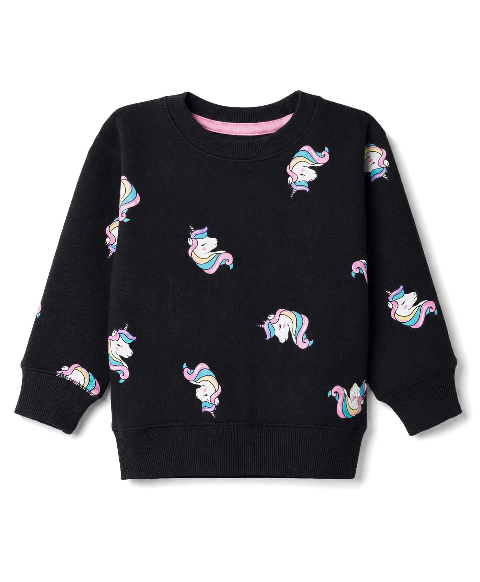 Doreme Fleece Knit Sweatshirts with Full Sleeves and Unicorn Design - Black-picture-27